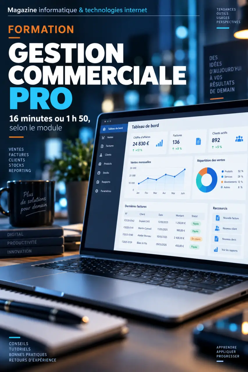 Formation Gestion Commerciale PRO : 16 minutes ou 1h50, selon le module