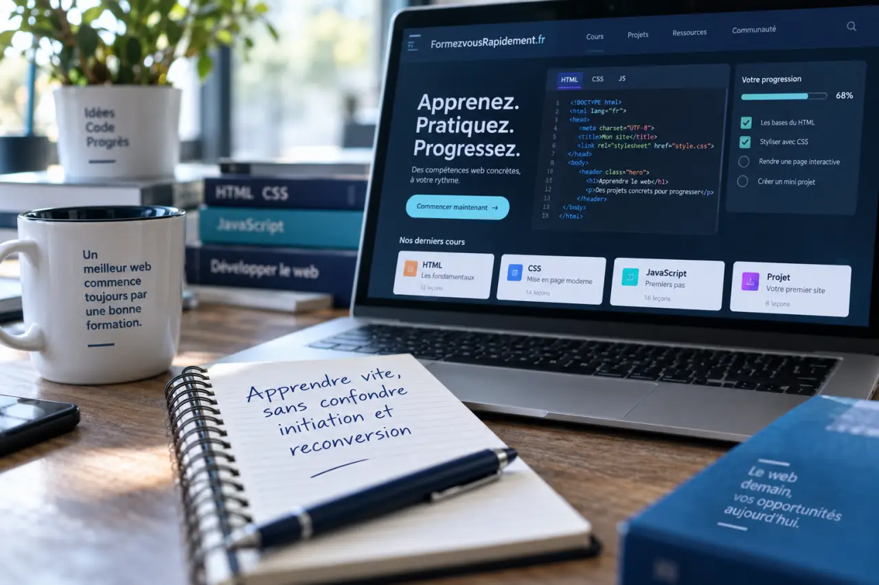FormezvousRapidement.fr et développement web : apprendre vite sans confondre initiation et reconversion