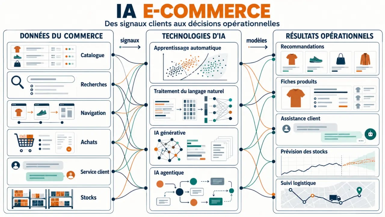 IA ecommerce : schéma des données, technologies et usages dans le parcours client