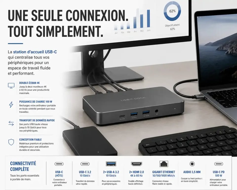 Hub USB-C et connectivité pour accessoires informatique