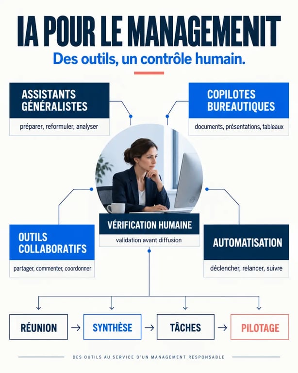 Outils IA pour le management : familles d'outils et workflow de validation par le manager